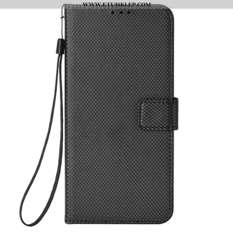 Etui Folio do Xiaomi Redmi Note 12 Pro z Łańcuch Stylowa Sztuczna Skóra Z Paskami